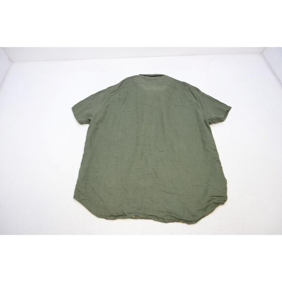 J Crew Slim Fit Dress Shirt Linen Blend Green Short Sleeve Mens Sz 2XL XXL - Picture 8 of 10